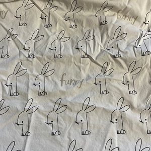 The Land of Nod now Crate and Barrel kids “funny bunny” fitted crib sheet